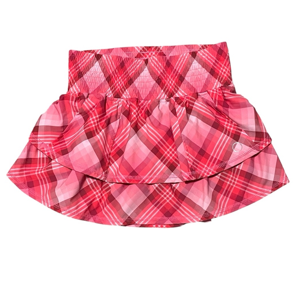 The Bubble Lifestyle Ruffle Skirt Plaid 070 Red Pink Golf Tennis Pickleball S